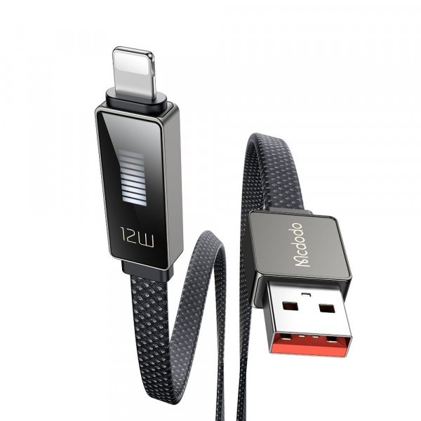 Cablu Date si Incarcare USB-A - Lightning McDodo CA-4970 Rythm Display, 18W, 1.2m, Negru