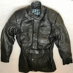 GEACA LUNGA NEAGRA BARBATI PIELE ROCKER MOTO BIKER MOTOR CHOPPER 6 BUZUNARE