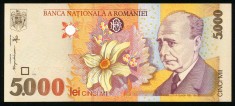q538 BANCNOTA 5000 LEI 1998 filigran mare oblic NECIRCULATA UNC