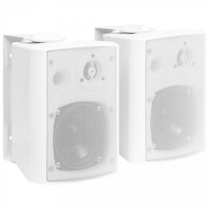 vidaXL Boxe stereo de perete, 2 buc., alb, 80 W, interior/exterior