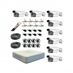 Kit supraveghere video Hikvision 8 Camere 1080P IR 80M, full accesorii foto