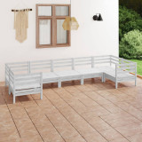 VidaXL Set mobilier de grădină, 7 piese, alb, lemn masiv de pin