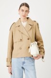 Medicine trenci scurt femei, culoarea verde, de tranzitie, oversize