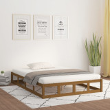 VidaXL Cadru de pat dublu, maro miere, 135x190 cm, lemn masiv