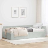 Cumpara ieftin Cadru de pat coltar cu saltea 2 buc. Gri deschis 100 x 200 cm