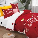 Cumpara ieftin Lenjerie de pat dublu cocolino,4 piese,alba rosie Love-A355