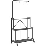 Outsunny Suport pentru Plante cu 3 Niveluri cu Roți, Etajeră pliabilă metalică cu 4 c&acirc;rlige, 84x40,5x174cm, Negru | Aosom Romania