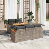 VidaXL Set mobilier grădină cu perne 6 piese gri poliratan/lemn acacia