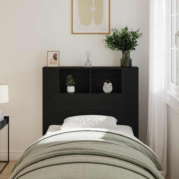 vidaXL Tablă de pat cu sertar Stejar negru 100 x 19 x 104.5 cm 862756