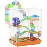 PawHut Cușcă pentru Hamsteri pe 5 Nivele cu Tuburi și Roată din Metal și Plastic Albastru | Aosom Romania