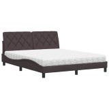 Cumpara ieftin Pat cu saltea, maro inchis, 160x200 cm, textil