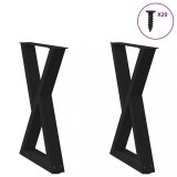 VidaXL Picioare masă de sufragerie, 2 buc., negru, 60x(72-73,3) cm, oțel
