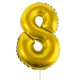 Balon Petrecere Folie, Nr. 8, Culoare Auriu Metalizat, 23 cm