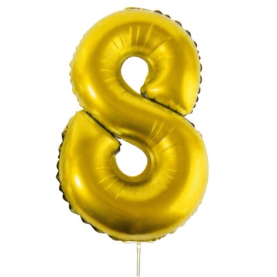Balon Petrecere Folie, Nr. 8, Culoare Auriu Metalizat, 23 cm foto