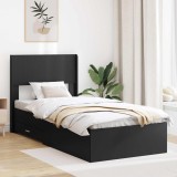 vidaXL Cadru de pat cu depozitare și tăblie Negru 75 x 190 cm 3414524
