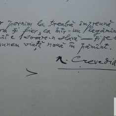 Manuscris/ Toamna - poem scris si semnat de Nicolae Crevedia