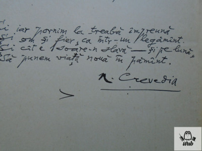 Manuscris/ Toamna - poem scris si semnat de Nicolae Crevedia foto