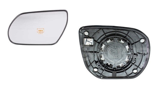 Geam oglinda exterioara cu suport fixare Hyundai Santa Fe (Dm), 05.2012-, Stanga, incalzita; geam convex; cromat