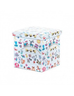 Taburete cu spatiu depozitare, Design, MDF/ Piele ecologica, 100 kg, 38 x 38, Toys foto