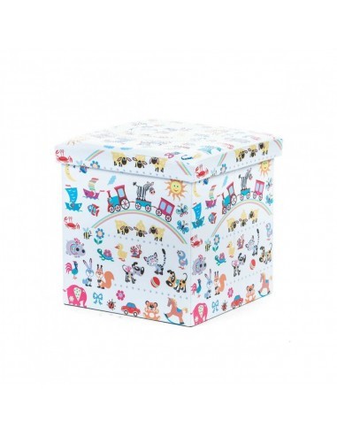 Taburete cu spatiu depozitare, Design, MDF/ Piele ecologica, 100 kg, 38 x 38, Toys