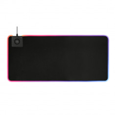 Mousepad gaming Extra Wide RGB Deltaco Gaming, 900x400cm cu incarcator wireless fast charge integrat, Negru foto