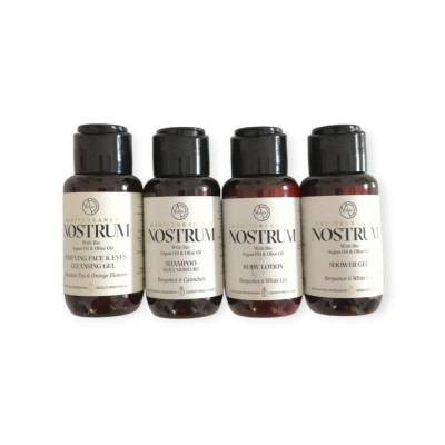 Set travel Nostrum Vacanta Perfecta, 4 x 50 ml produse cosmetice esentiale Travel Size, ingrediente naturale peste 91,4%, lotiune de corp, gel de cura foto