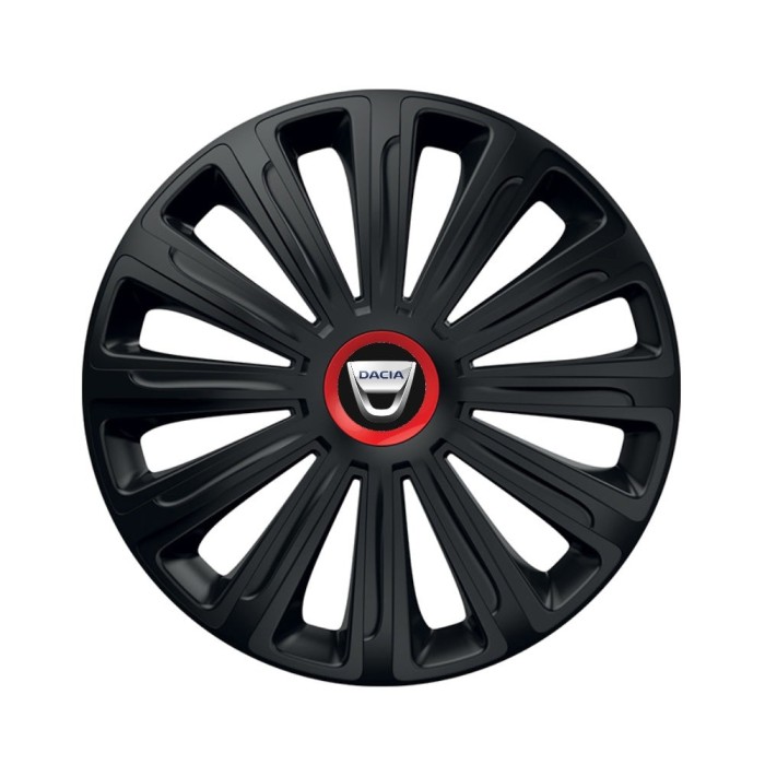 Set 4 capace roti Negre Cu Inel Rosu Trend R14 Compatibil Cu Dacia