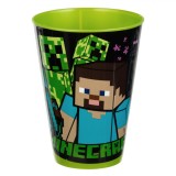Pahar Plastic Minecraft, Capacitate 430 ml, Verde Lime, Oem