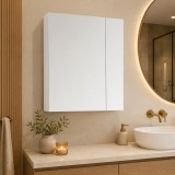 Dulap baie suspendat Roma, front MDF, 2 usi, polita, 55 x 68 cm, alb