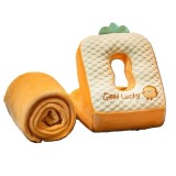 Set 2in1 Patura Microfibra si Perna din Spuma, pentru Birou, Calatorii, Pauze, Model Paine, Microfibra, 1x1.7 m, 30x35x30 cm, Maro