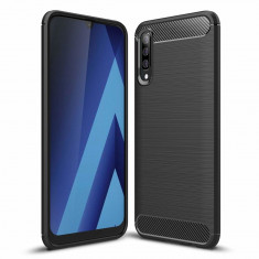 Husa pentru Samsung Galaxy A70 / A70s, Techsuit Carbon Silicone, Black