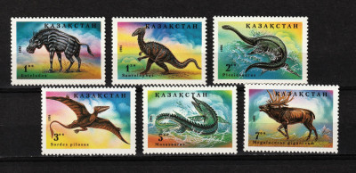 Timbre Kazahstan, 1994 | Animale preistorice, Dinozauri | Completă - MNH | aph foto