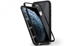 Husa Magnetica Sticla Securizata Apple iPhone 11 Pro, Rama Metalica, Protectie Completa, Neagra