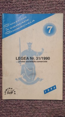 Legea nr 31/1990 privind societatile comerciale. 1996, 80 pagini foto