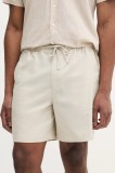 Barbour pantaloni scurți din in Cotton Linen Relaxed Short bărbați, culoarea bej, MST0056