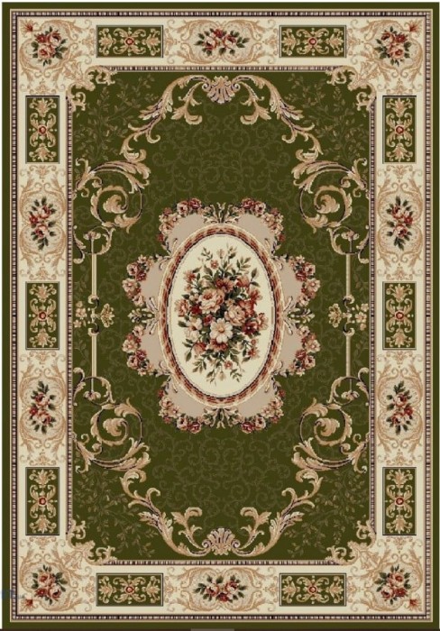 Covor Model Lotos 542-330, Verde, Crem, Inaltime Fir 8 mm, Marime 100 x 200 cm, Antialergic, Polipropilena, Living, Dormitor, Sufragerie, Birou