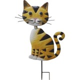 Decoratiune gradina, MagicHome, pisica, cu tarus, metalica, galbena, 25.5x3.5x61 cm GartenVIP DiyLine, Magic Home