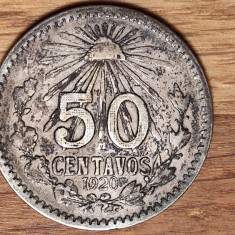 Mexic - moneda de colectie rara - 50 centavos 1920 - argint 0.720 - superba !