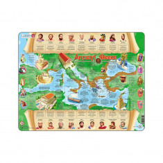 Puzzle maxi Grecia antica (limba engleza), orientare tip portret, 95 de piese, Larsen EduKinder World