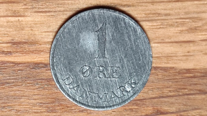 Danemarca - moneda de colectie zinc - 1 ore 1962 aunc - superba !