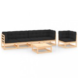 vidaXL Set mobilier de grădină cu perne, 6 piese, lemn masiv de pin 3083820