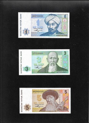 Set Kazakstan Kazahstan 1 + 3 + 5 tenge 1993 unc foto