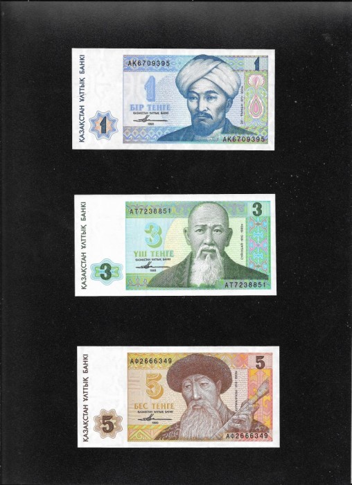 Set Kazakstan Kazahstan 1 + 3 + 5 tenge 1993 unc
