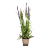 Ghiveci Decorativ Bej Ombre cu Planta Artificiala Lavanda, &Oslash;12x65cm, CMCLASS