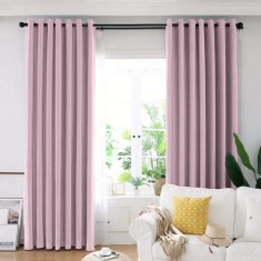 Draperie din catifea blackout cu inele argintii, Madison, 150x240 cm, densitate 700 g/ml, Queen Pink, 1 buc