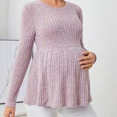 Bluza din tricot, cu maneca lunga, Maternity, roz, dama, Shein