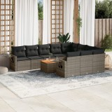vidaXL Set canapele de grădină cu perne, 11 piese, gri, poliratan 3257075