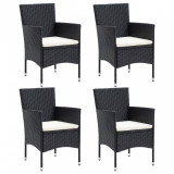 VidaXL Scaune de masă pentru grădină, 4 buc., negru, poliratan 310562