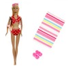 Păpușă Manechin, Betty, 30cm, Costum de Baie Roșu cu Buline, Ochelari Fucsia, Prosop Dungi, șlapi Roz, Set 4 Accesorii, Oem