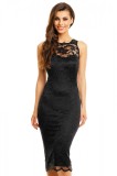 N776-1 Rochie midi din dantela fara maneci, M